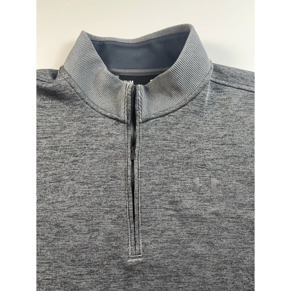 Under Armour Mens Quarter Zip Pullover Heather Gray Fleece Sweater Medium